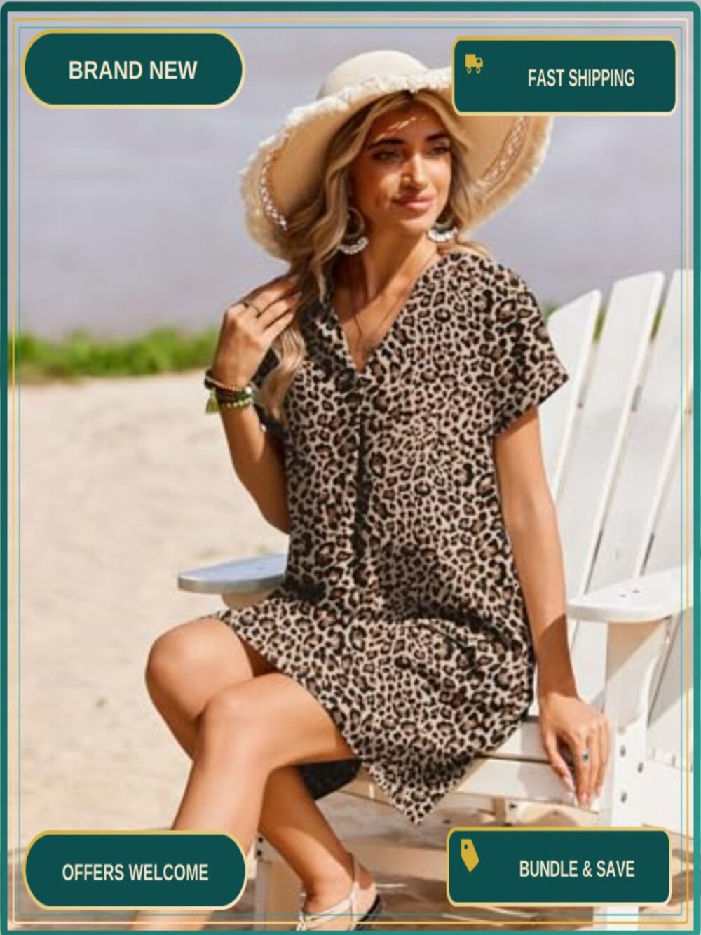 Women's Floral Shift Mini Sundress with Pockets Short Sleeve Casual - Picture 4 of 6